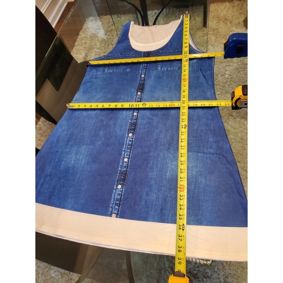 SHEIN Women's Blue Polyester Scoop Neck Sleeveless Knee Length Dress Size Large - Picture 8 of 10